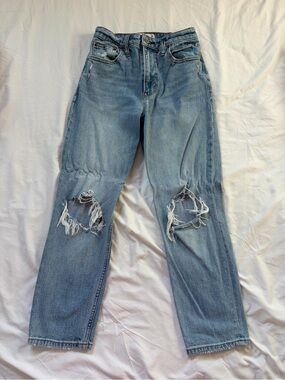 Abercrombie & Fitch Light Blue Distressed "The Mom" High Rise - Curve Love
